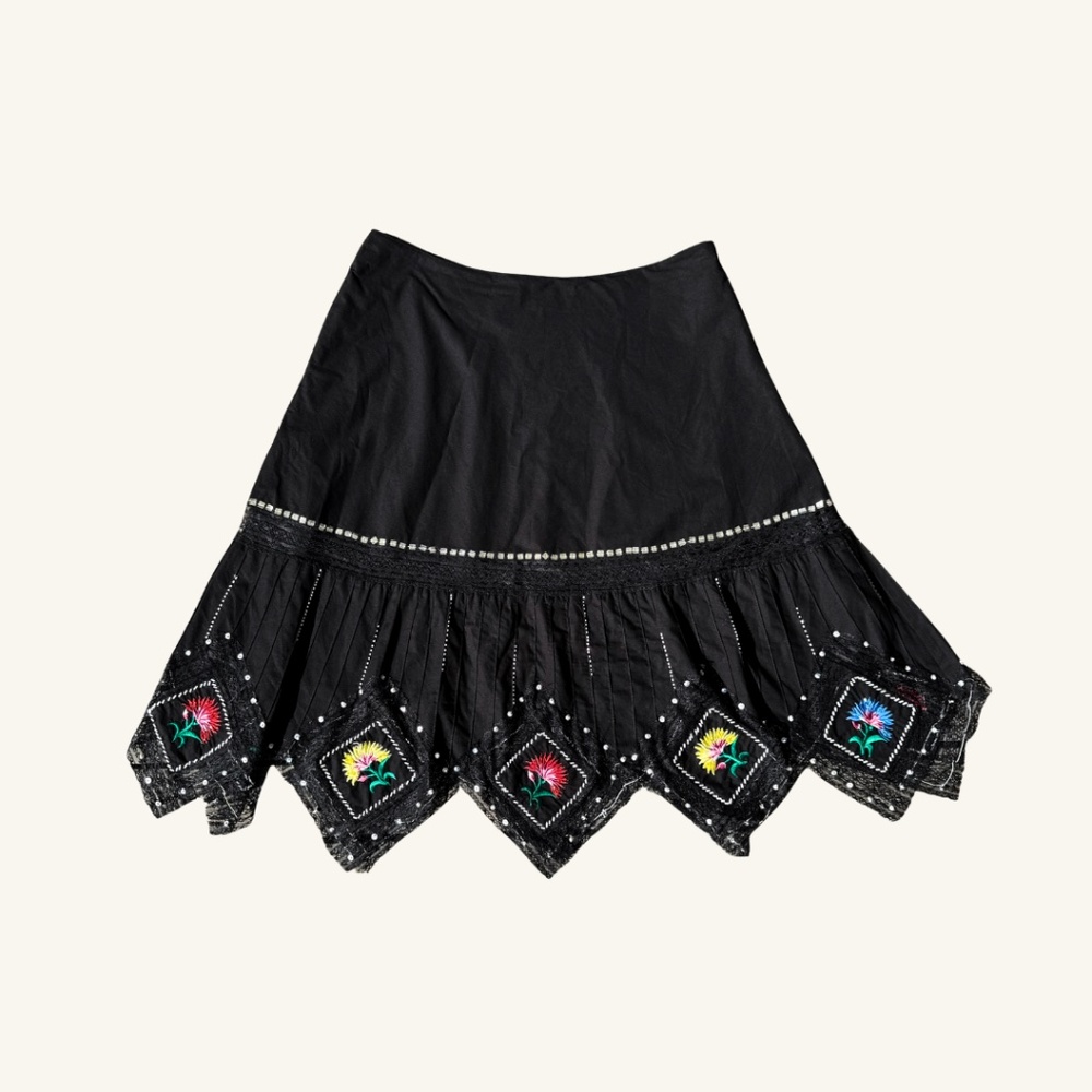 VINTAGE Carole Little Flower Embroidered Midi Skit 14